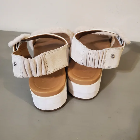 UGG Sandals LE FLUFF CHELLA JASMINE WHITE SLINGBACK PLATFORM SANDAL US 9.5 EUC - Picture 4 of 7